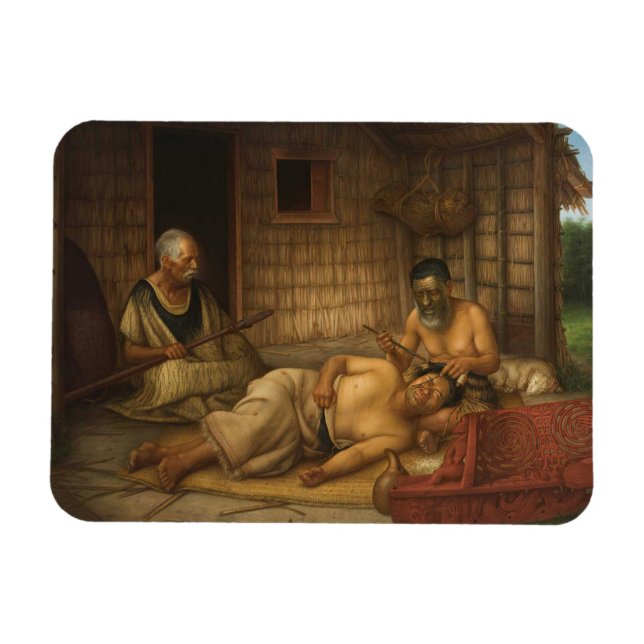 "The Tohunga-ta-moko at Work" - G. Lindauer Magnet (Horizontal)