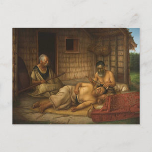 'The Tohunga-ta-moko at Work' - G. Lindauer Postkarte