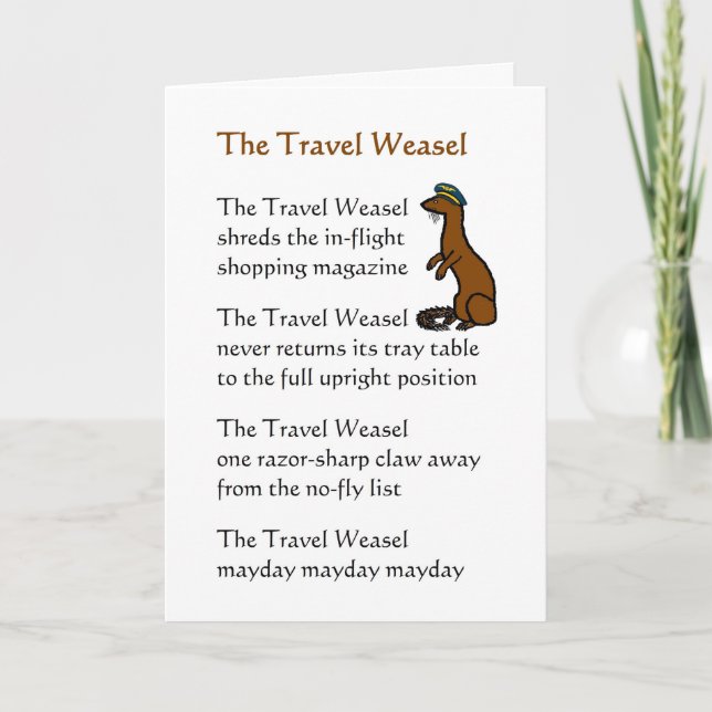 The Travel Weasel - ein lustiges Goodream-Gedicht Karte (Vorderseite)