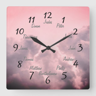 The Twelve Disciples of Jesus Square Wall Clock Quadratische Wanduhr