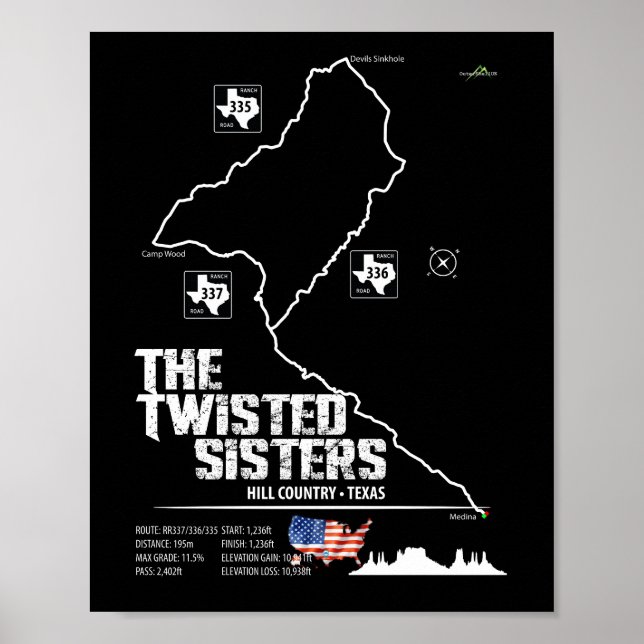 The Twisted Sisters Texas USA Motorcycle 02 Poster (Vorne)