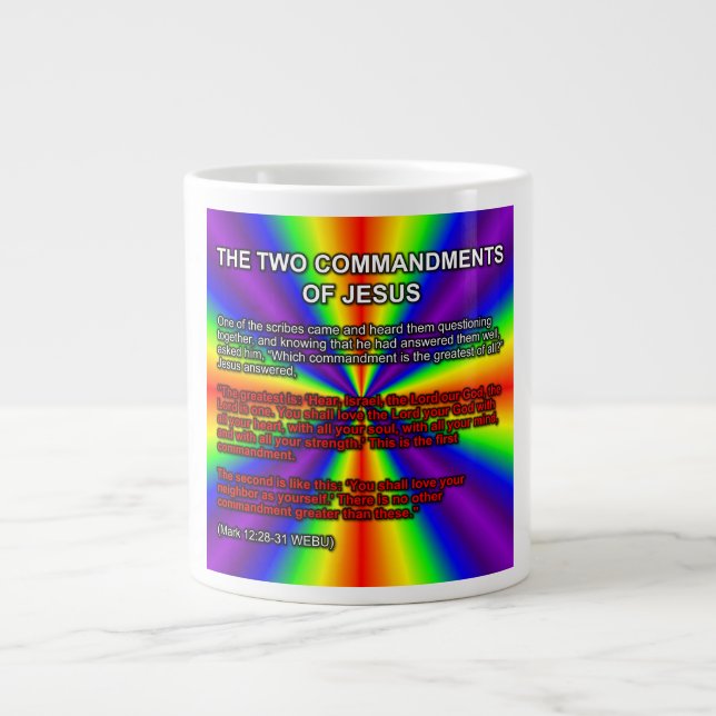 The Two Commandments Of Jesus Mug Jumbo-Tasse (Vorderseite)
