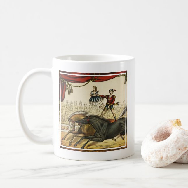 The Two Horse Act, Circus Performance, Circa 1874. Kaffeetasse (Mit Donut)