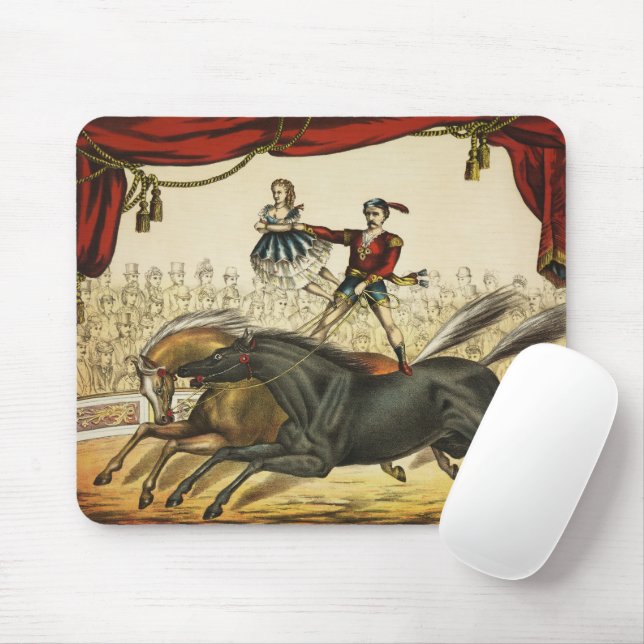 The Two Horse Act, Circus Performance, Circa 1874. Mousepad (Mit Mouse)