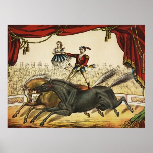 The Two Horse Act, Circus Performance, Circa 1874. Poster (Vorne)