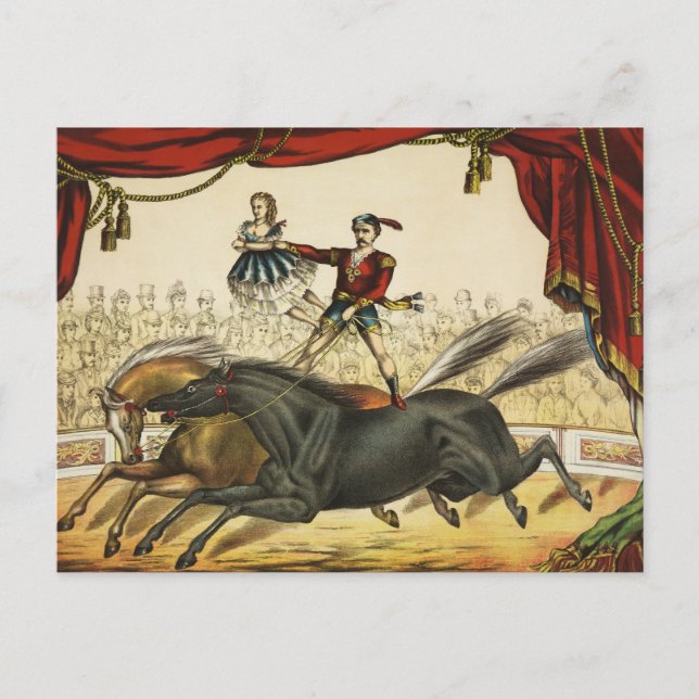 The Two Horse Act, Circus Performance, Circa 1874. Postkarte (Vorderseite)