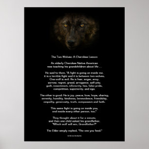 The TWO WOLVES CHEROKEE TALE Native American Print Poster