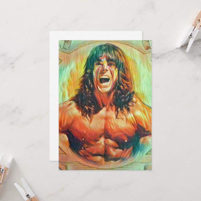 "The Ultimate Warrior" Kunst - Alter Einladungen (Vorderseite/Rückseite Beispiel)