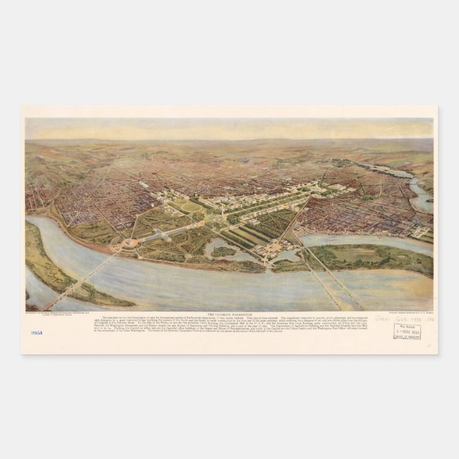 The Ultimate Washington D.C. Map (1915) Rechteckiger Aufkleber (Vorderseite)