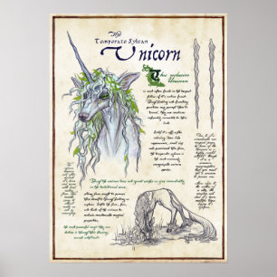 The Unicorn - Mythological Bestiary Page Poster