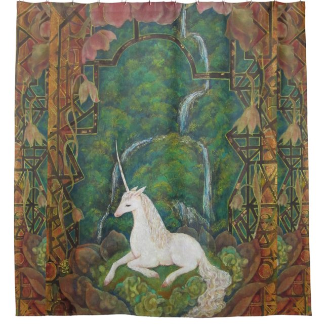 The Unicorn's Secret Garden Duschvorhang (Vorderseite)