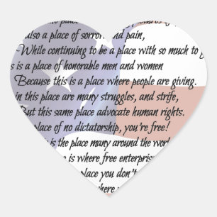 The USA Flag Poetry Art Poster Herz-Aufkleber