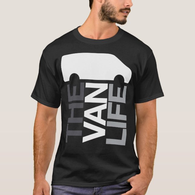 The Van Life Logo Graustufen T-Shirt (Vorderseite)