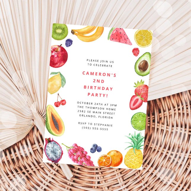 The Very Hungry Caterpillar Fruit Birthday Einladung (Von Creator hochgeladen)