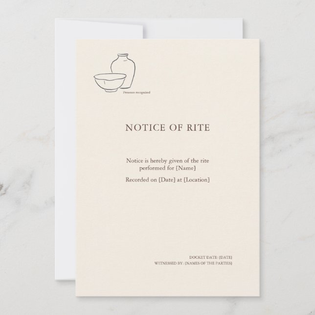 The Vessel- Minimalist Sacrement Announcement  Einladung (Vorderseite)