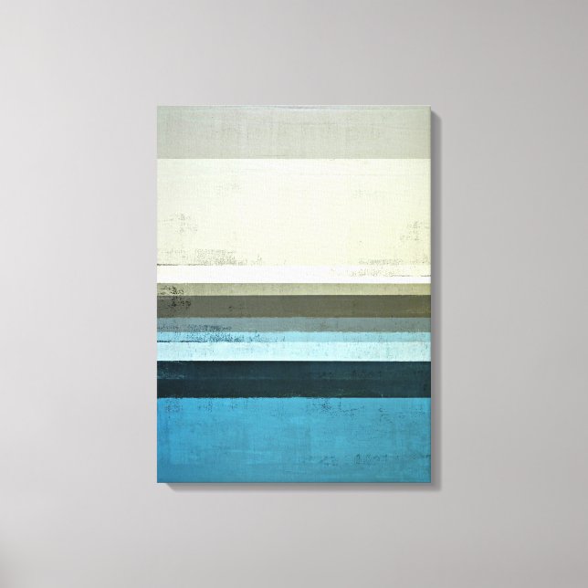 "The View" Abstrakte Kunst in Blau und Grau Leinwanddruck (Vorderseite)