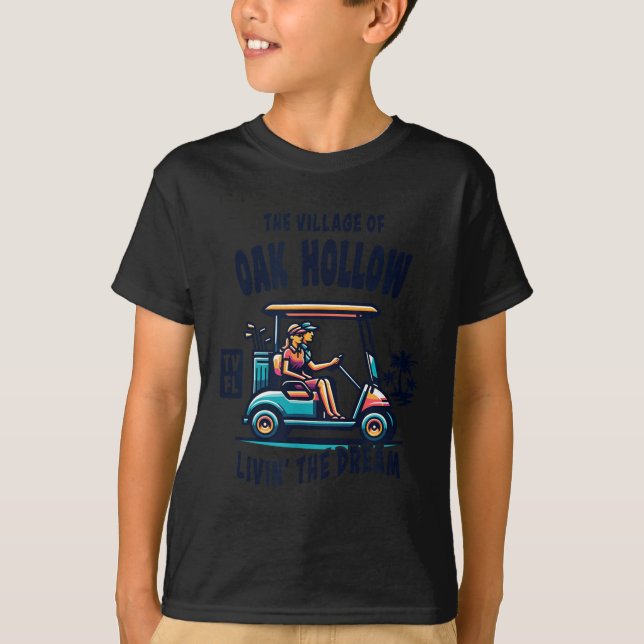 The Village Of Oak Hollow Golf Cart Design  T-Shirt (Vorderseite)