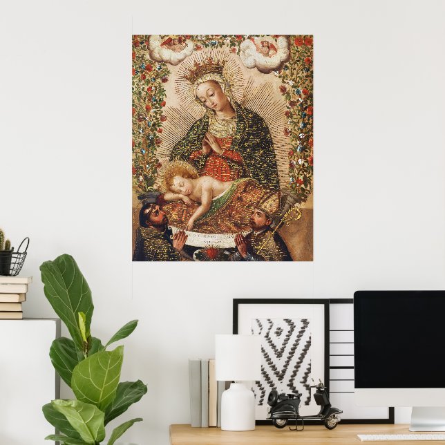 The Virgin Adoring the Christ Child at Christmas Poster (Heimbüro)