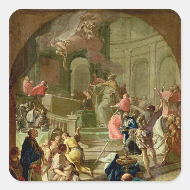 The Vision of St. Benedikt, c.1760 Quadratischer Aufkleber (Vorderseite)
