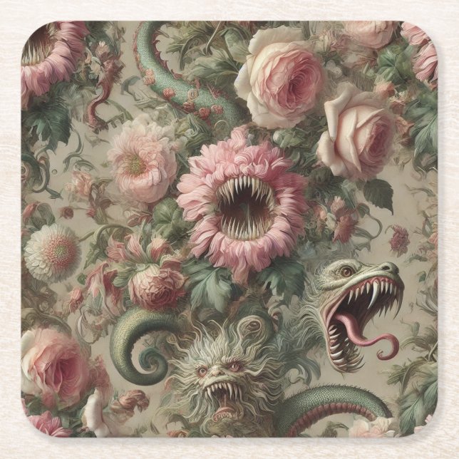 The Voracious Verdants – Gothic Victorian Rechteckiger Pappuntersetzer (Vorderseite)