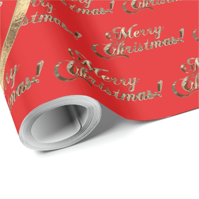 The Wang Family Imitate Gold Foil Red Christmas Geschenkpapier (Rolleneckpunkt)