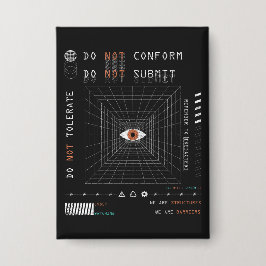 The Watcher - Techno-Brutalist Streetwear Design Button