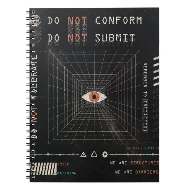 The Watcher - Techno-Brutalist Streetwear Design Notizblock (Vorderseite)