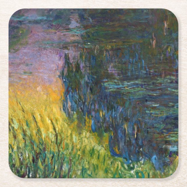 The Water Lilies - Das Sonnenlicht, Claude Monet,  Rechteckiger Pappuntersetzer (Vorderseite)