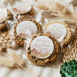 The Watercolor Desert Range Hochzeitssuite - Runder Aufkleber