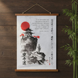 The Way of Karate - Wisdom of Gichin Funakoshi Wandteppich Mit Holzrahmen