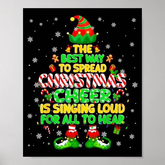 The Way To Spread Christmas Elf Xmas Boys Mens Kid Poster (Vorne)