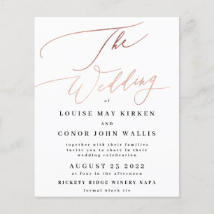 The Wedding Budget Rose Gold Foil Elegant Invite Flyer