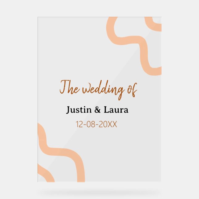 The wedding of add bride groom name date peach acrylschild (Vorderseite)