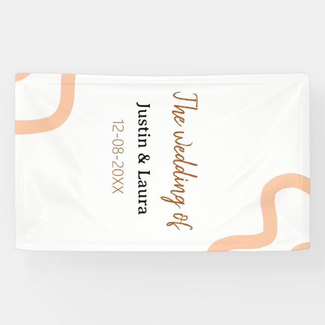 The wedding of add bride groom name date peach banner (Horizontal)