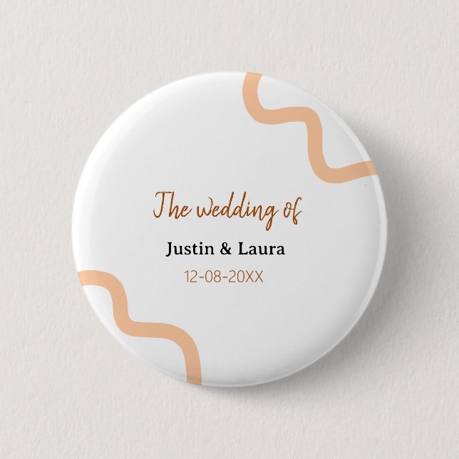 The wedding of add bride groom name date peach button (Vorderseite)