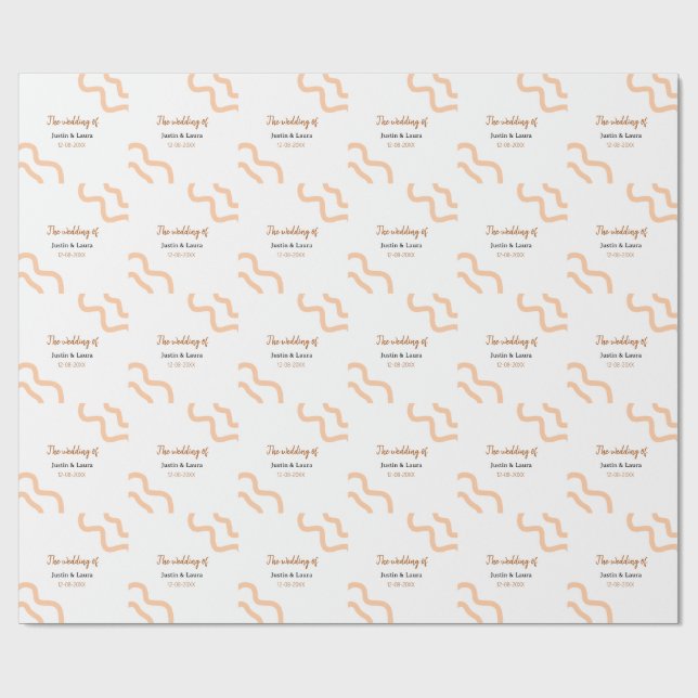 The wedding of add bride groom name date peach geschenkpapier (Flach)