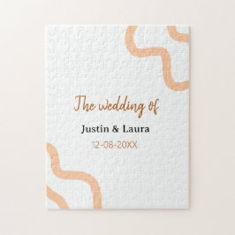 The wedding of add bride groom name date peach puzzle