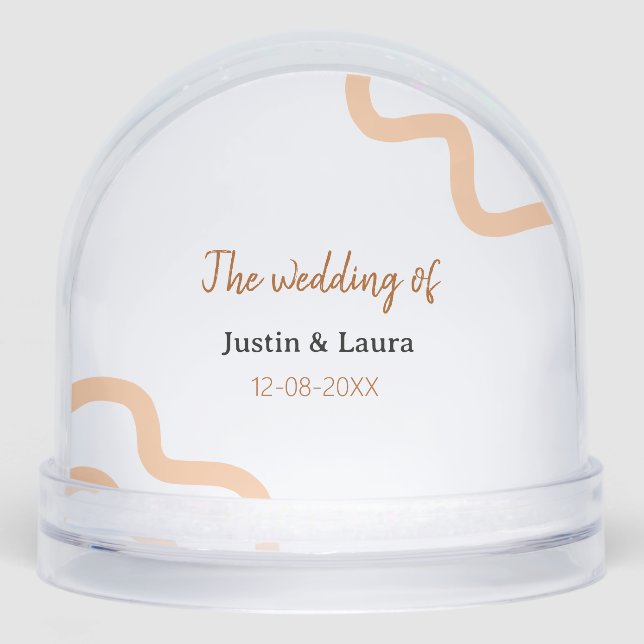 The wedding of add bride groom name date peach schneekugeln (Vorderseite)