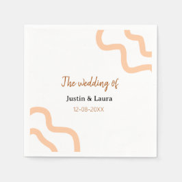 The wedding of add bride groom name date peach serviette