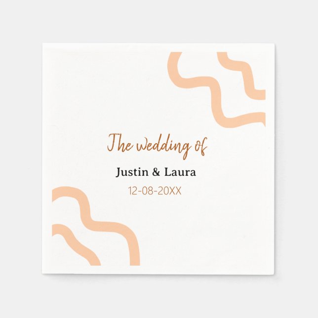 The wedding of add bride groom name date peach serviette (Vorderseite)