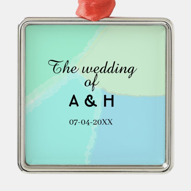 The wedding of add couple name initial letter date ornament aus metall (Vorne)