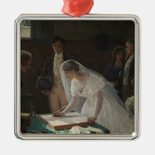 The Wedding Register (von Edmund Blair Leighton) Ornament Aus Metall (Vorne)