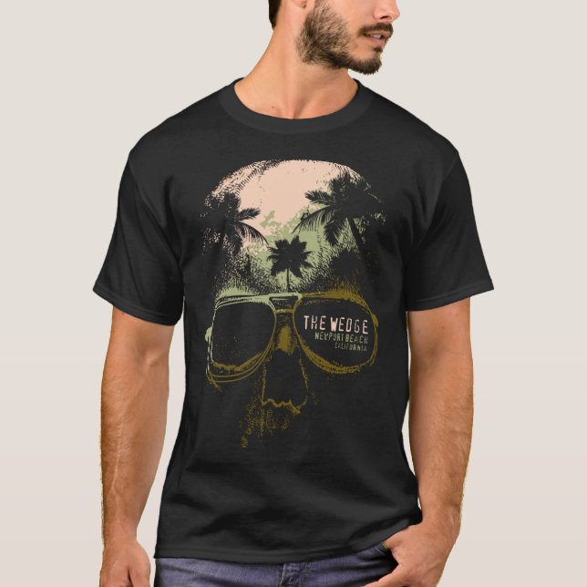 The Wedge Newport Beach Skull Summer California Su T-Shirt (Vorderseite)