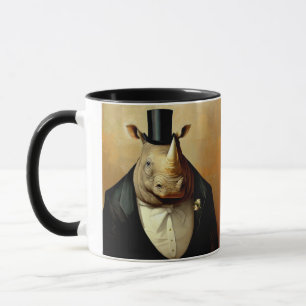 The Well Dressed Rhinoceros Coffee Mug Tasse