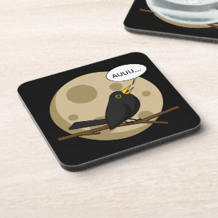 The Werebird - Blackbird Howling at the Moon Comic Getränkeuntersetzer