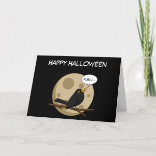 The Werebird - Blackbird Howling at the Moon Comic Karte