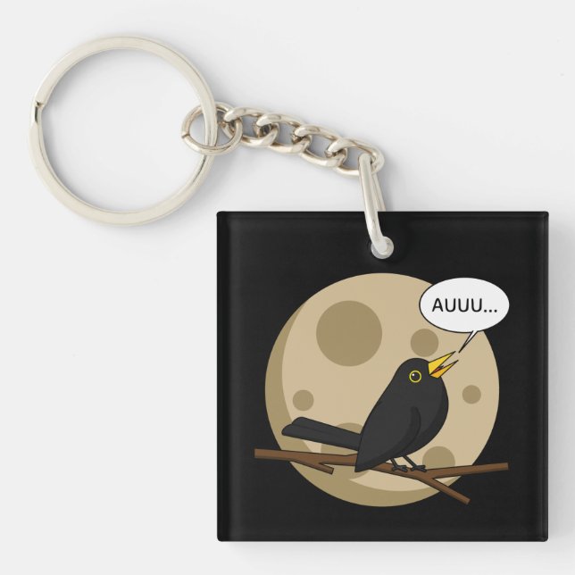 The Werebird - Blackbird Howling at the Moon Comic Schlüsselanhänger (Vorderseite)