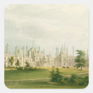 The West Front, from 'Views of the Royal Pavillon, Quadratischer Aufkleber