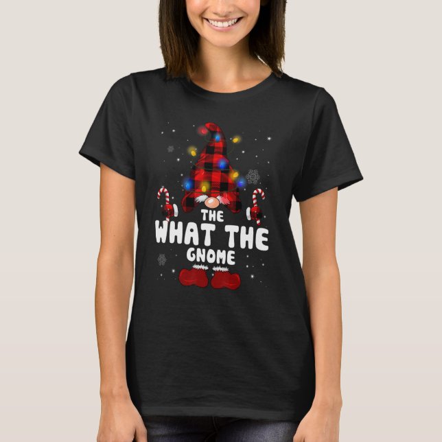 The What The Gnome Buffalo Plaid Christmas Tree Li T-Shirt (Vorderseite)