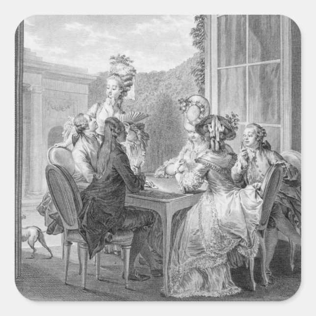 The Whist Party, 1783, graviert von Jean Dambrun ( Quadratischer Aufkleber (Vorderseite)
